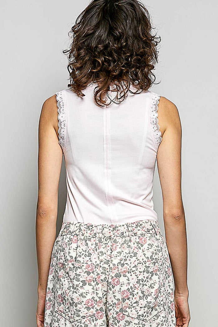 Blush Lace Trim Top