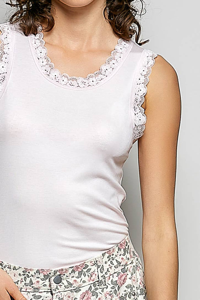 Blush Lace Trim Top