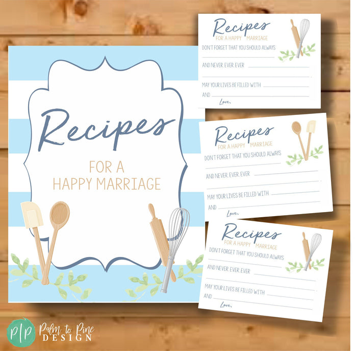 Bridal Shower Recipe Cards for Cooking themed bridal shower