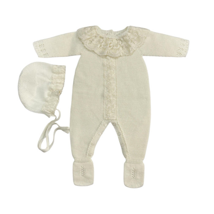 Briggita Luxe Ivory Babygrow with Bonnet