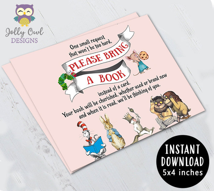 Bring A Book Insert for Book Themed Baby Shower
