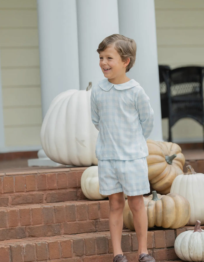 Bryton Light Blue Gingham 2-pc Boy set