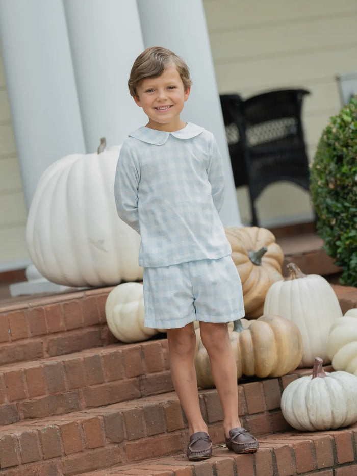 Bryton Light Blue Gingham 2-pc Boy set