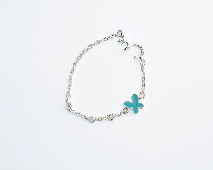 Butterfly Arabic Initial Bracelet Silver - Babies & Kids