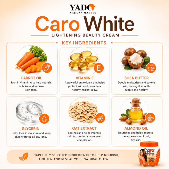 Caro White Lightening Beauty Cream - 500ml Jar, Radiant Skin Formula - Yado African & Caribbean Market