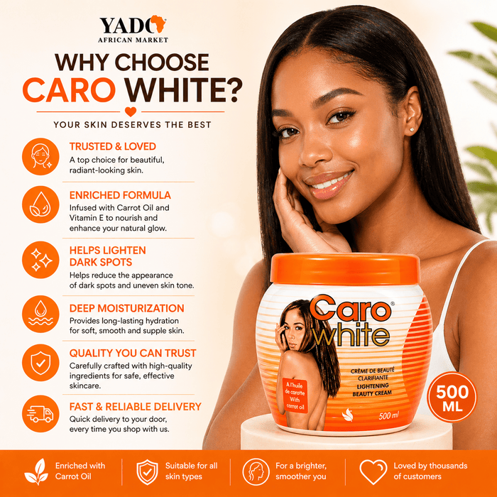 Caro White Lightening Beauty Cream - 500ml Jar, Radiant Skin Formula - Yado African & Caribbean Market