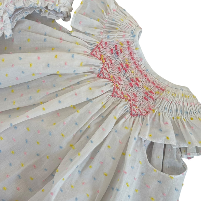 Carolina Colorful Plumetti Swissdot Handsmocked Girl 2-pc Set