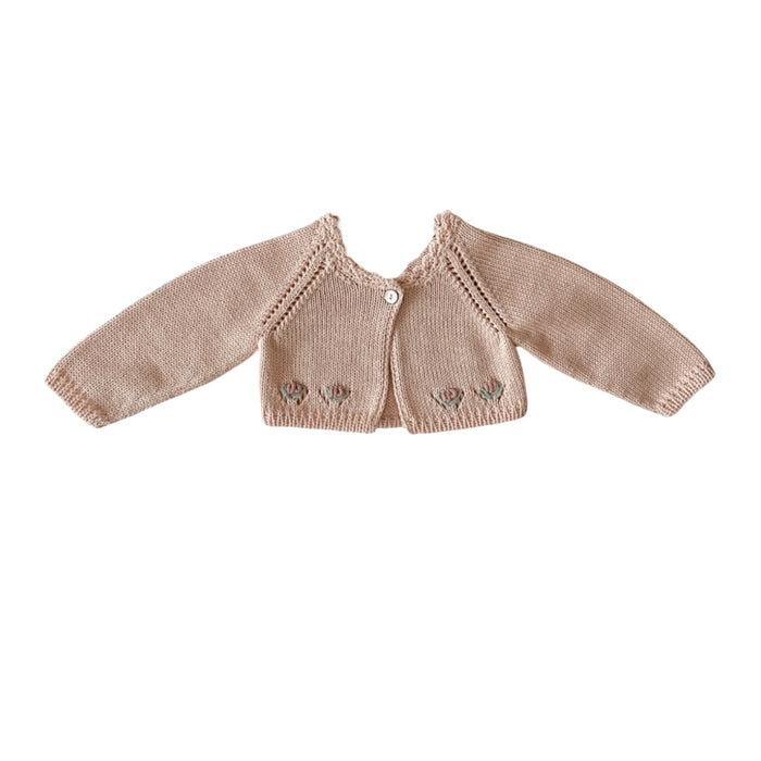 Cayetana Dusty Pink Embroidered Knitted Cardigan