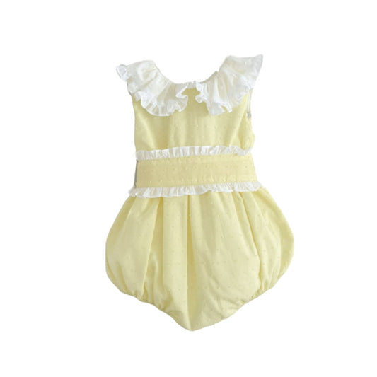 Cece Yellow Swiss Dot Girl Romper
