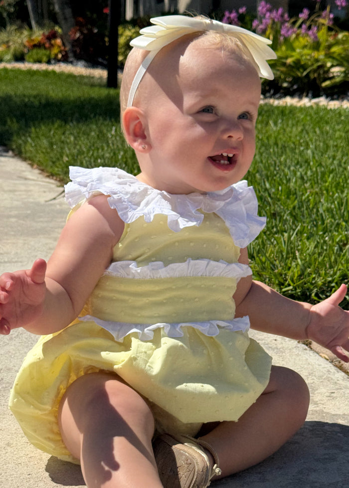 Cece Yellow Swiss Dot Girl Romper