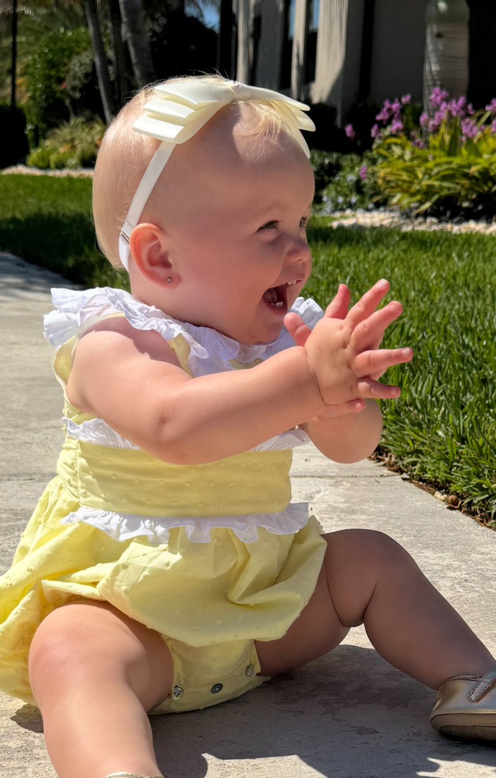Cece Yellow Swiss Dot Girl Romper
