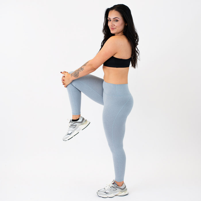 Heather Calm Blue No Front Seam Legging 7/8 25" - Charge