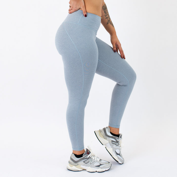 Heather Calm Blue No Front Seam Legging 7/8 25" - Charge