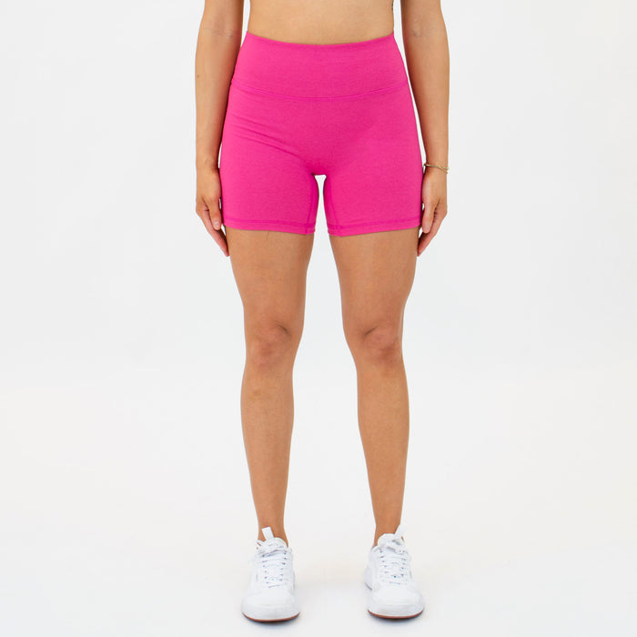 Heather Pink Peacock No Front Seam High Rise Spandex Shorts