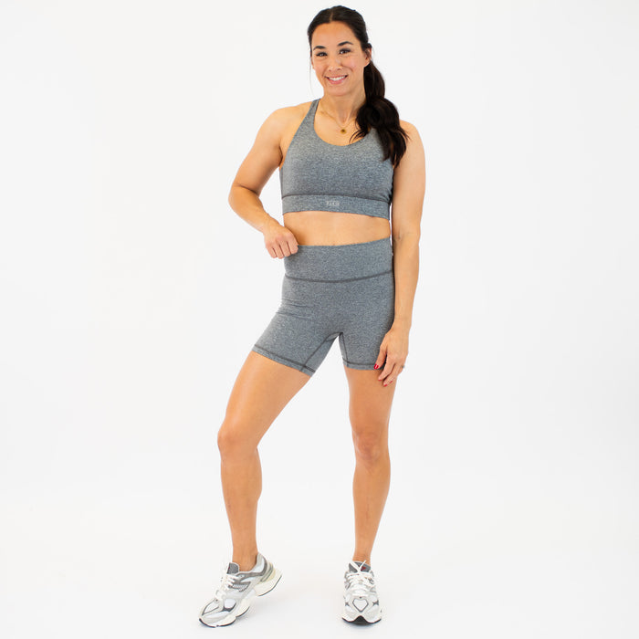 Heather Asphalt No Front Seam High Rise Spandex Shorts