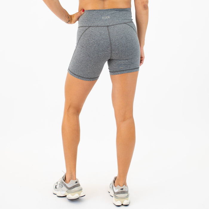 Heather Asphalt No Front Seam High Rise Spandex Shorts