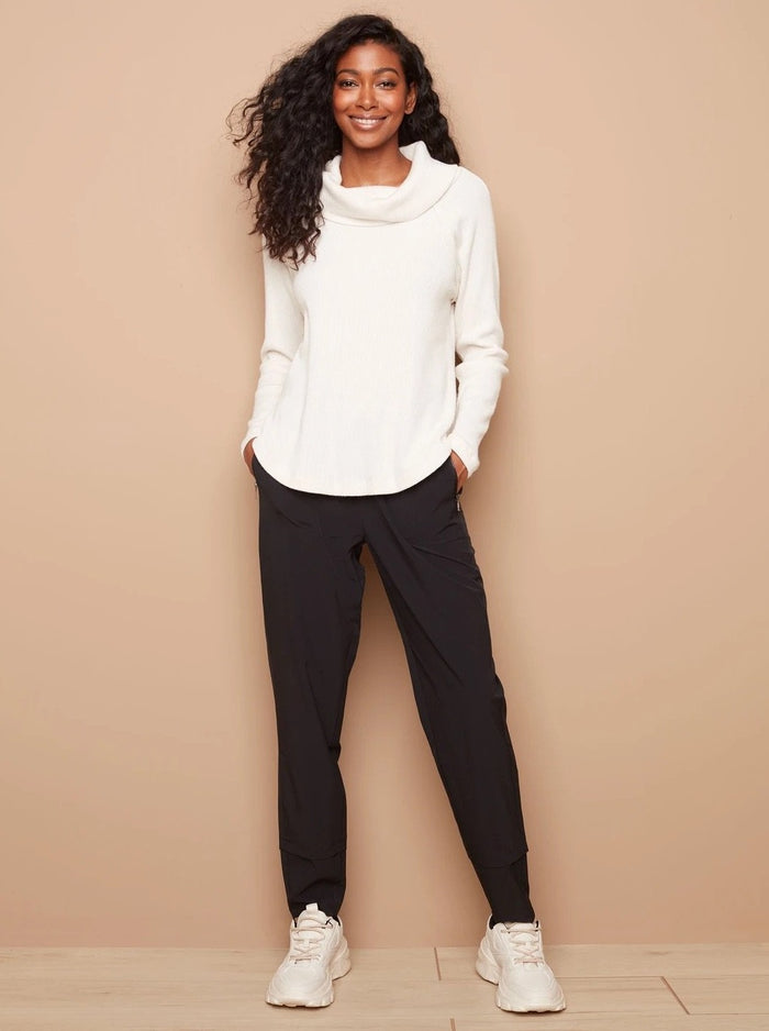Charlie B All Yours Ribbed Cowl Neck Long Sleeve