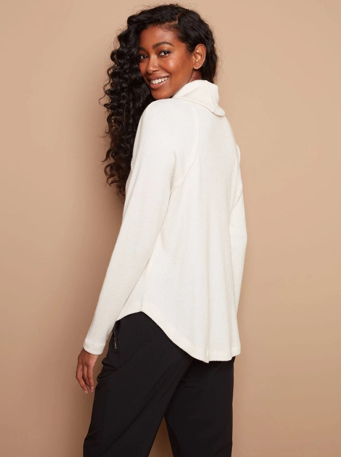 Charlie B All Yours Ribbed Cowl Neck Long Sleeve