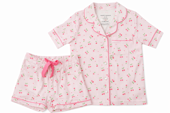 Cherry Stripes Jersey PJ Set