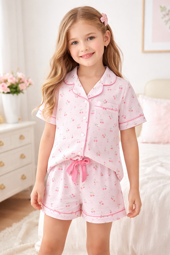 Cherry Stripes Jersey PJ Set