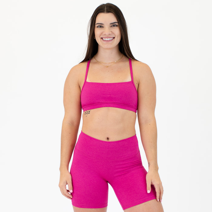 X Back Sports Bra - Chloe in Heather Cabaret