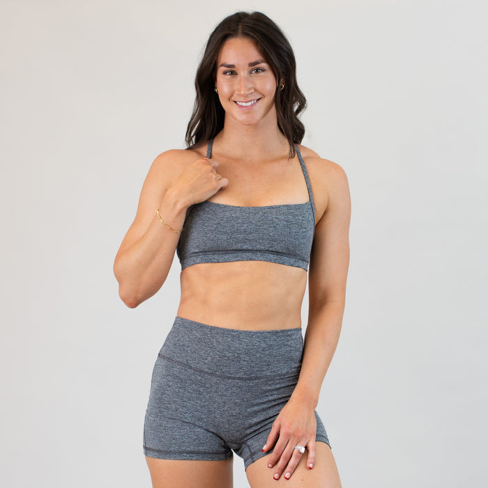 X Back Sports Bra - Heather Asphalt - Chloe