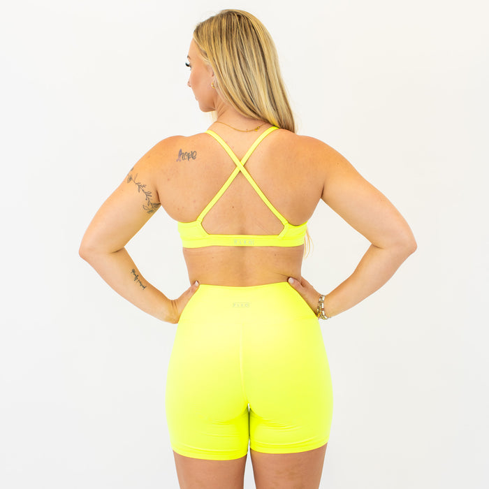 X Back Sports Bra - Chloe in Neon Yellow