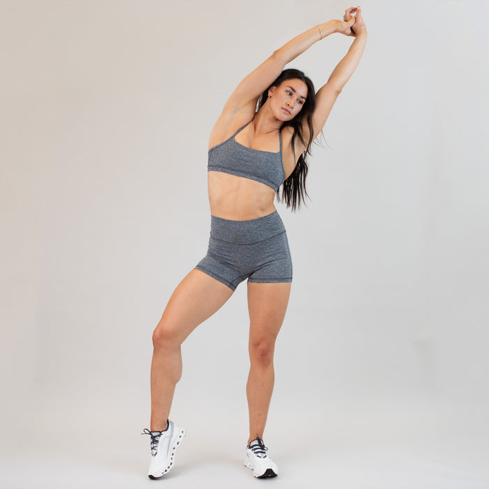 X Back Sports Bra - Heather Asphalt - Chloe