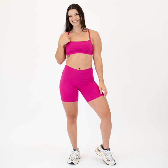 X Back Sports Bra - Chloe in Heather Cabaret