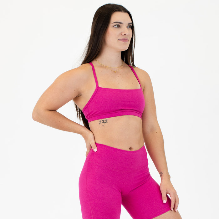 X Back Sports Bra - Chloe in Heather Cabaret
