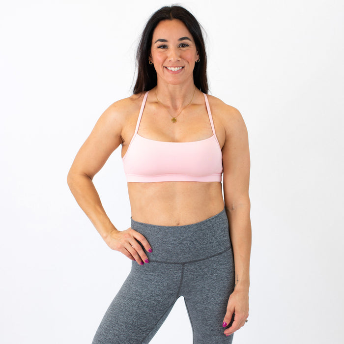 X Back Sports Bra - Chloe in Strawberry Cream