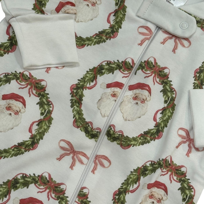 Classic Santa Bow Baby Girl Pajamas Footie Babygrow