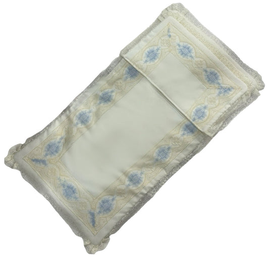 Clotilde Ivory/Light Blue Bassinet Pad/Liner 2-piece set