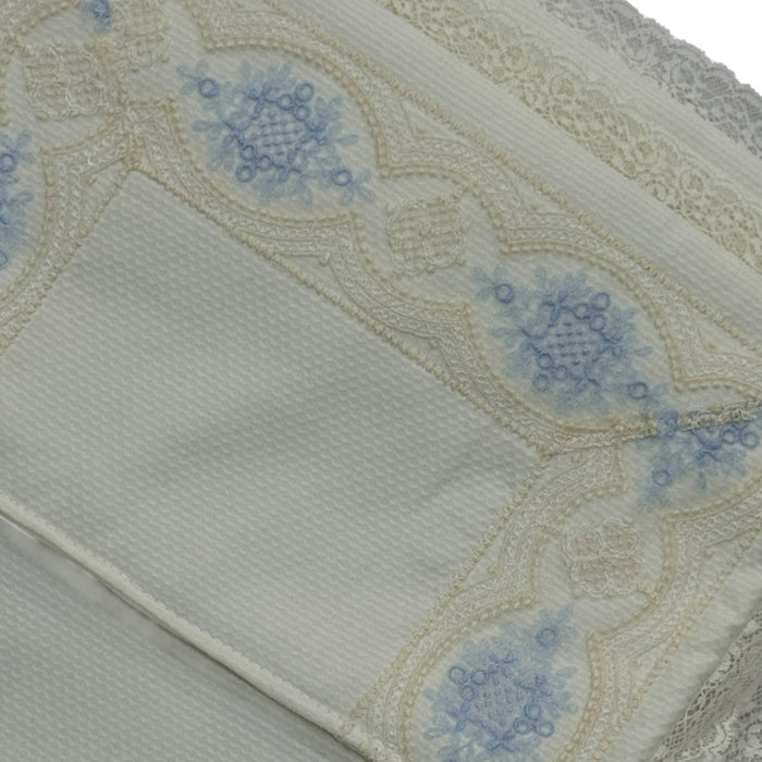Clotilde Ivory/Light Blue Bassinet Pad/Liner 2-piece set