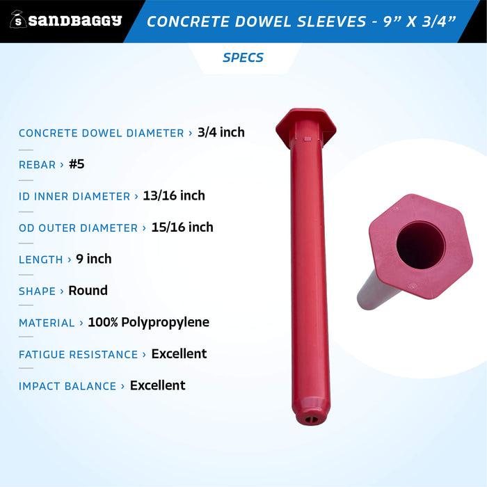 Concrete Dowel Sleeves - 9” x 3/4” (#5 Rebar Sleeve)