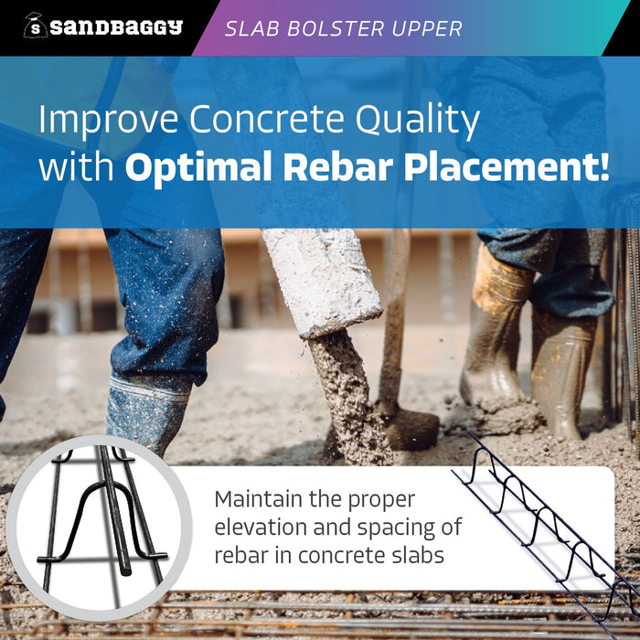 2" tall x 5" wide x 5 ft long slab bolster upper - Rebar Elevation