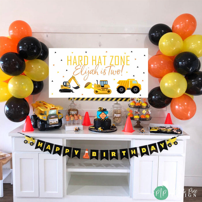 Construction Vehicles Birthday Banner