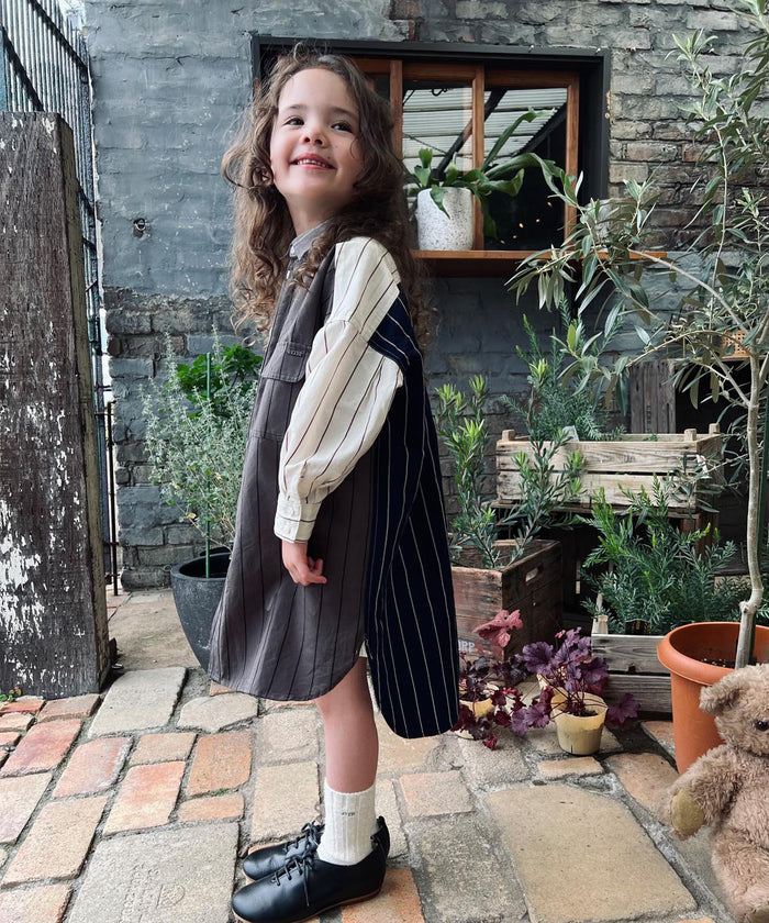 Cotton Linen Weather Striped Shirt Dress