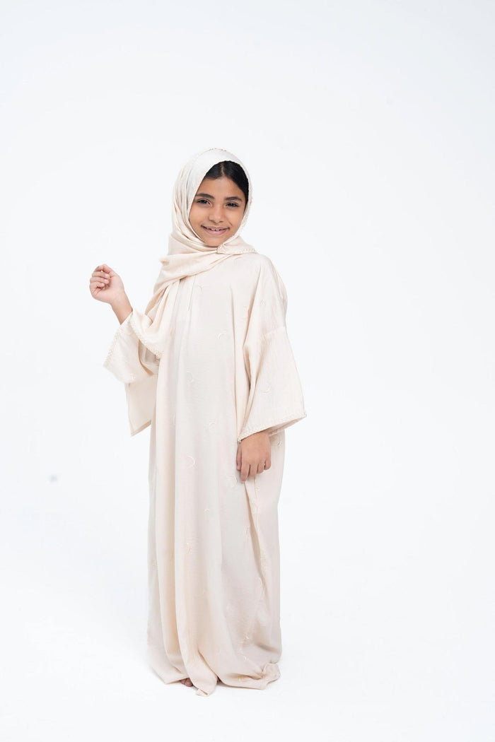 Cream Ahlam Prayer Abaya-Kids