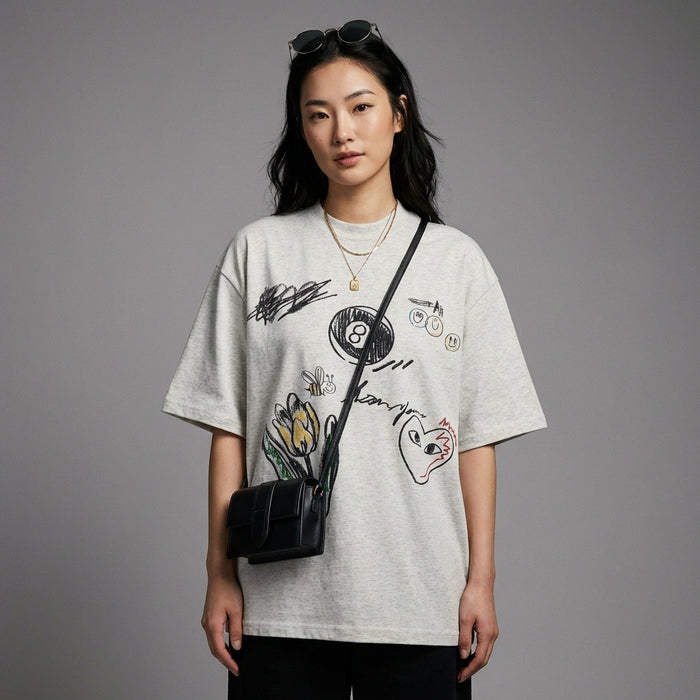 T-Shirt oversize imprimé créatif, style streetwear unisexe - Koreanxwear - Taille M
