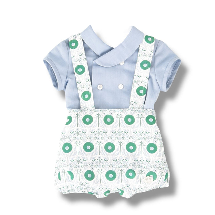 Cris Cross Green/Blue Boy Romper