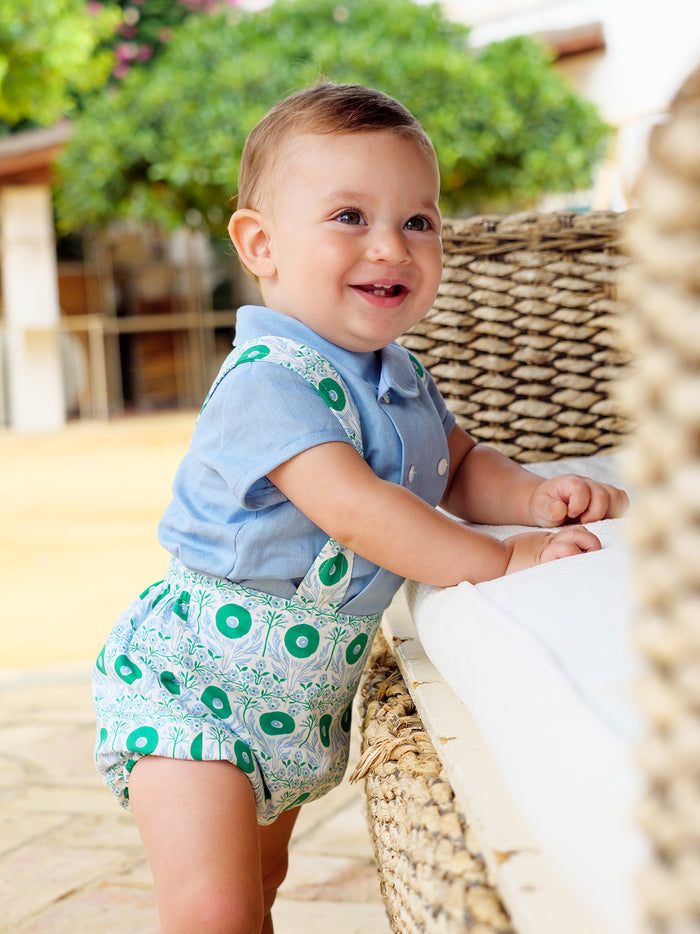 Cris Cross Green/Blue Boy Romper