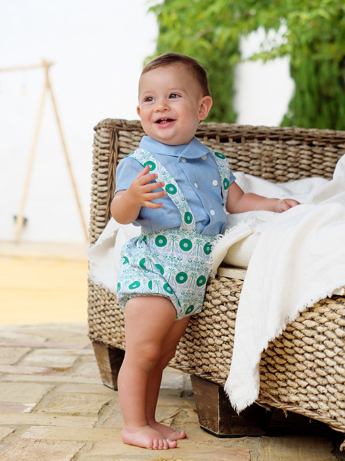 Cris Cross Green/Blue Boy Romper