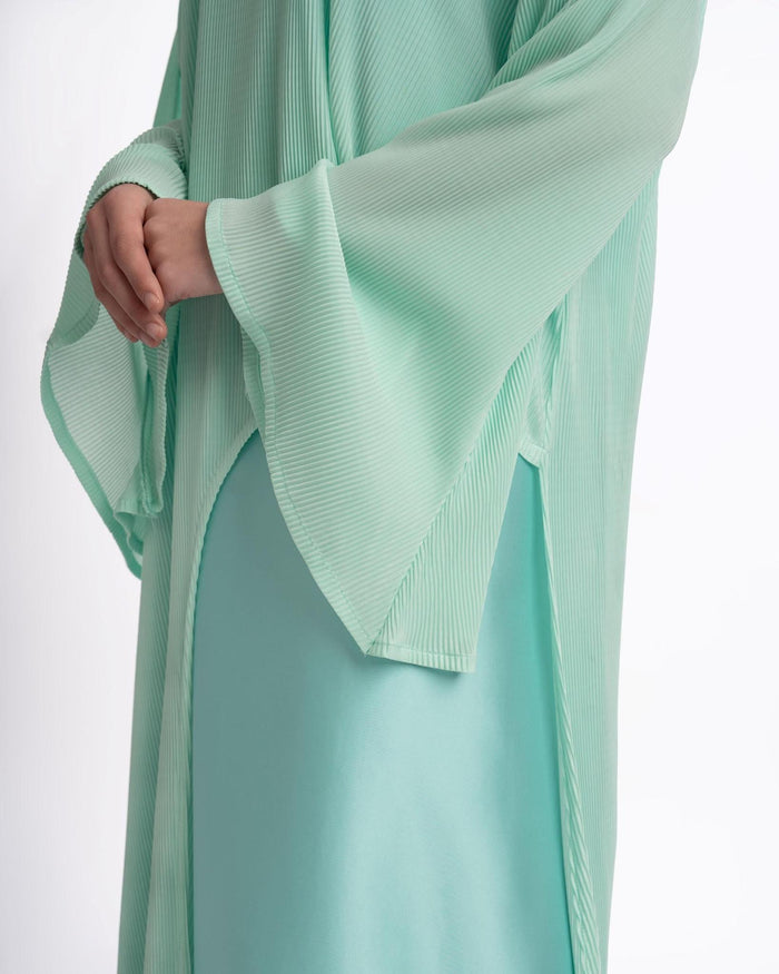 Dania Crinkle Asymmetric Abaya Turquoise