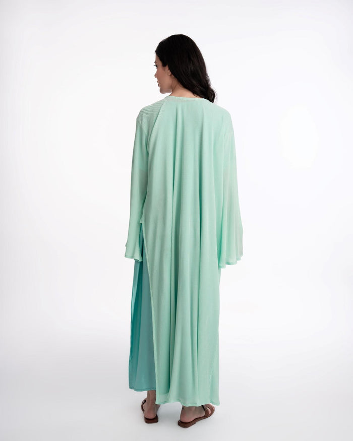 Dania Crinkle Asymmetric Abaya Turquoise