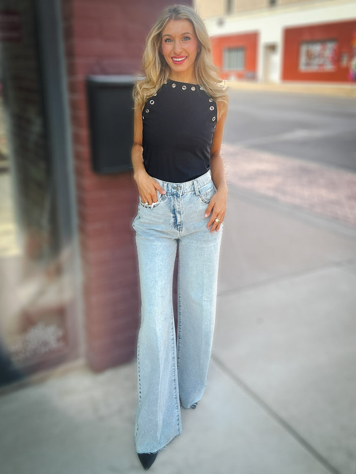 Daze Denim Far Out High Rise Wide Leg in Lets Dance