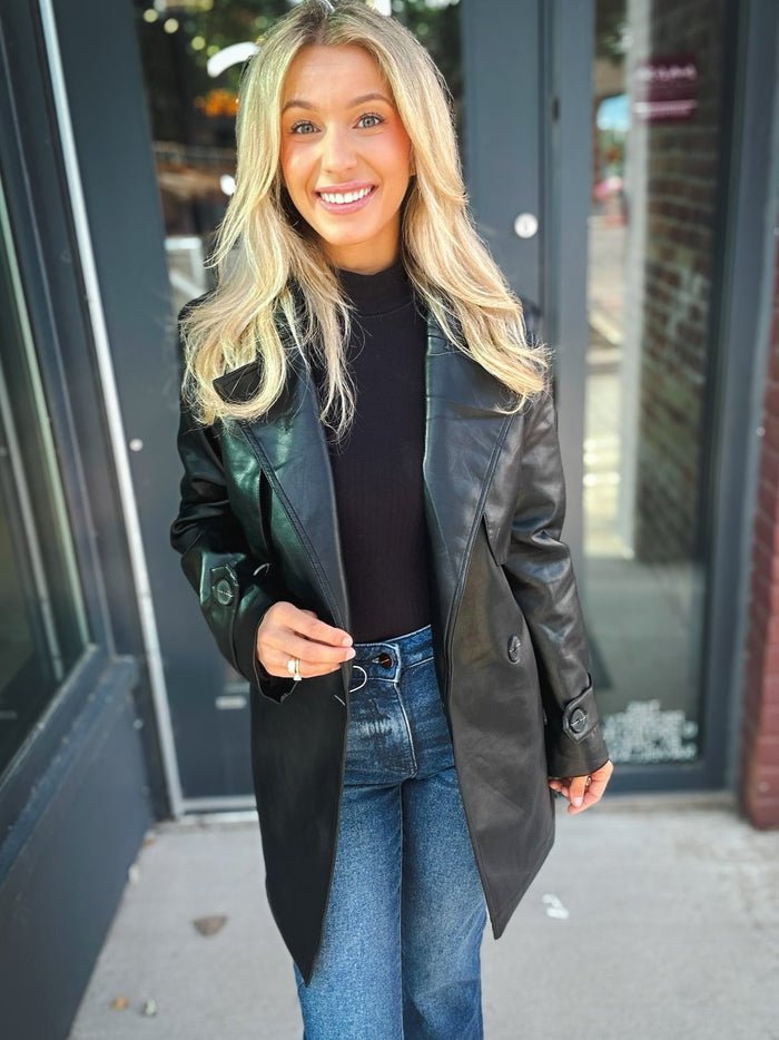 Dex Trendy Statement Faux Leather Coat