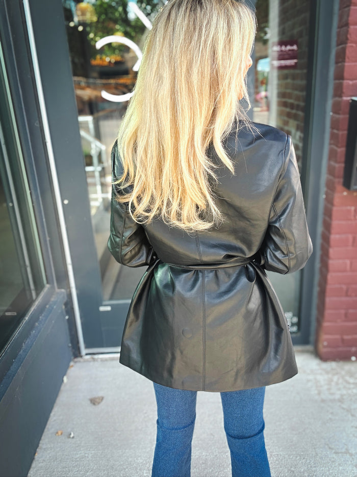 Dex Trendy Statement Faux Leather Coat