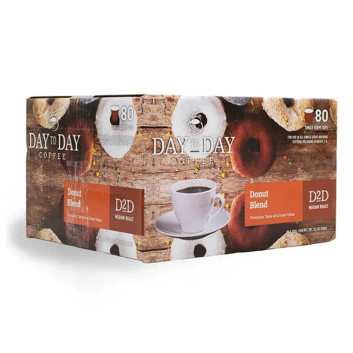 Day to Day Coffee Donut Blend 80 Count Medium Roast Single Serve Coffee Pods – perfect donut shop flavor