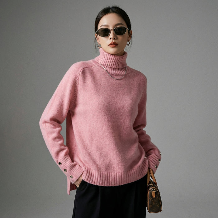 Pull maille col double manches longues - K-fashion - Taille one size